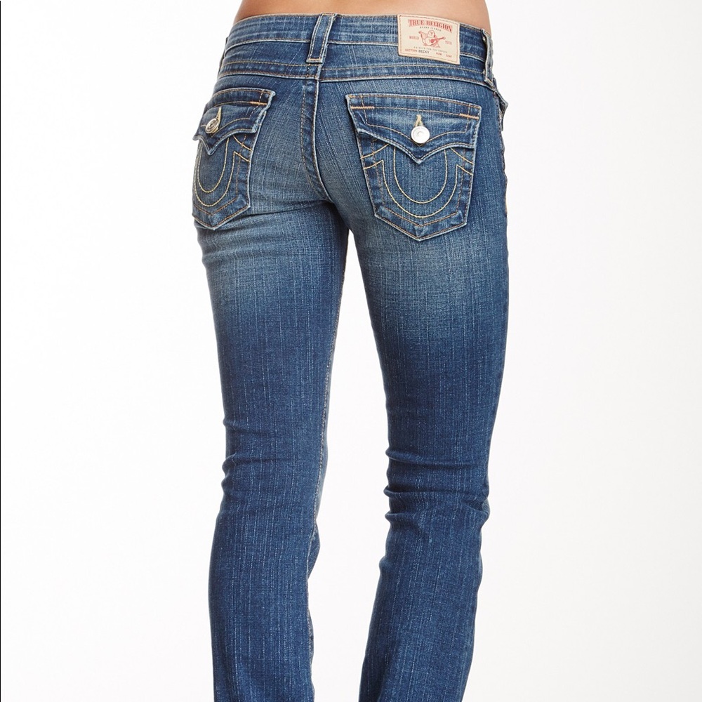 TRUE RELIGION Becky Bootcut Distressed Jeans 27